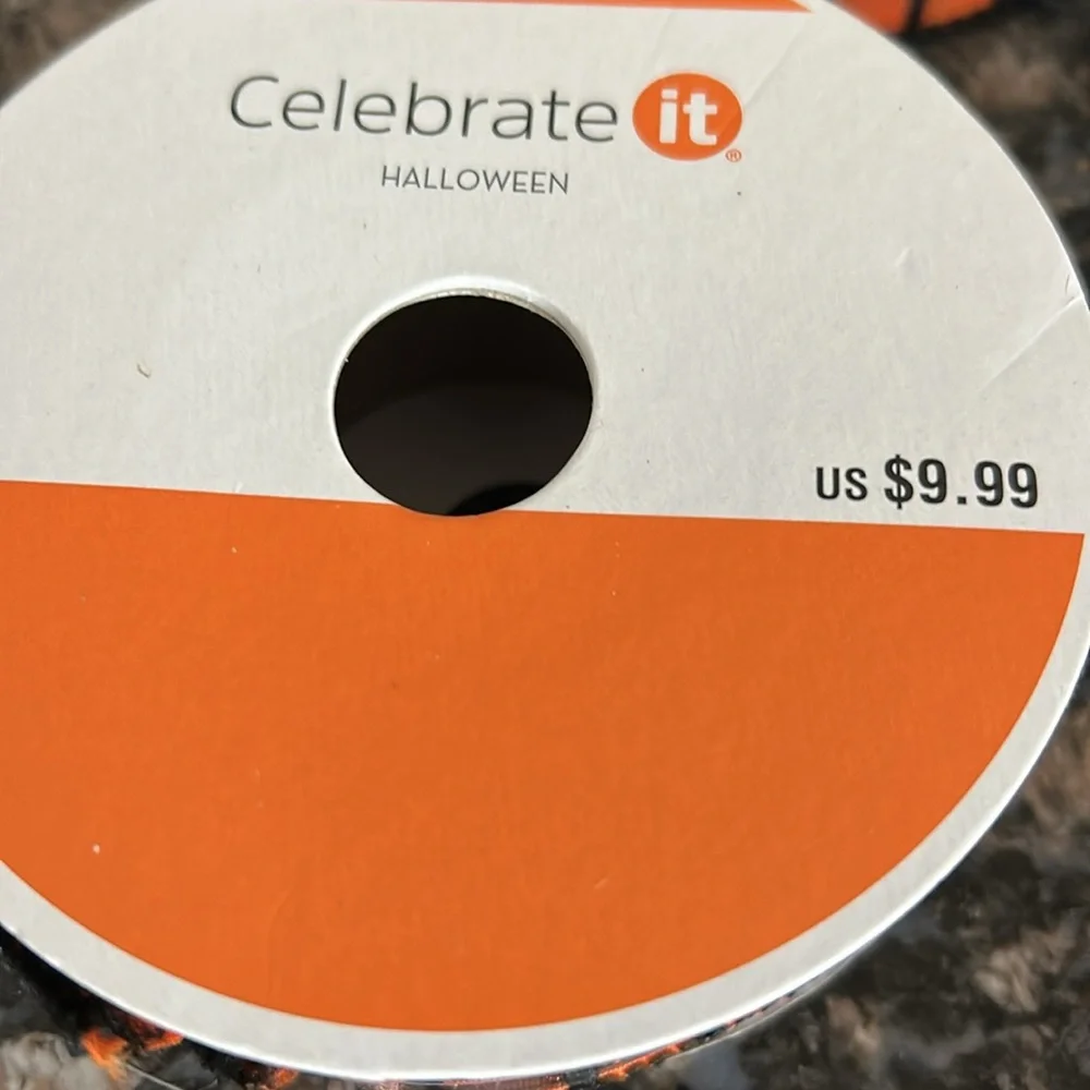 CELEBRATE IT WIRED BLACK & ORANGE RIBBON 1.5